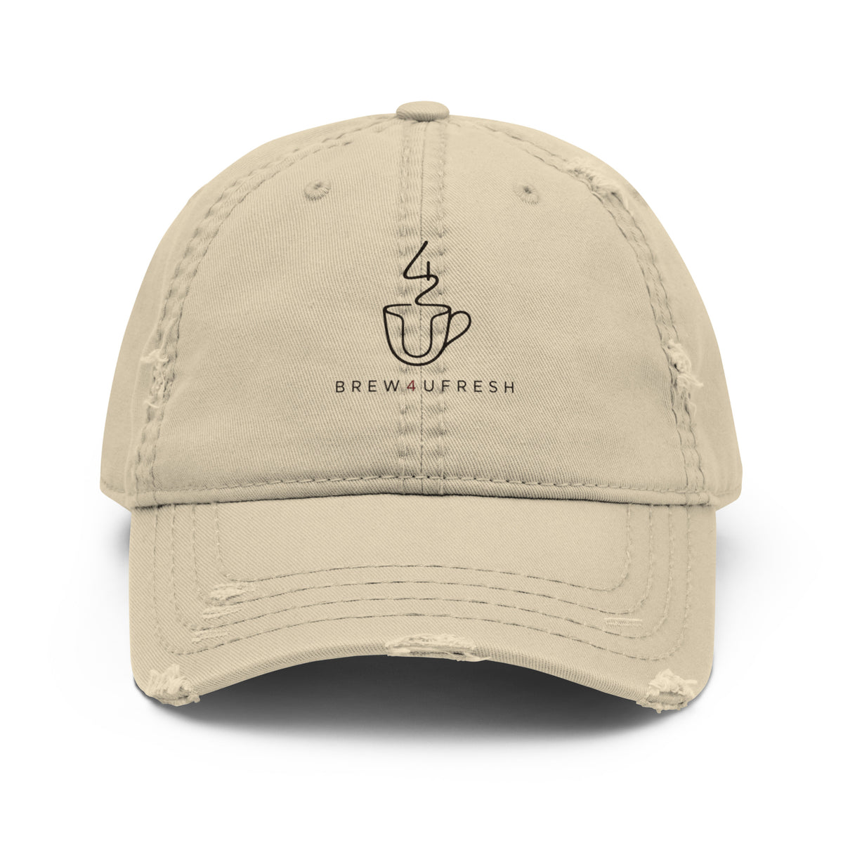 Black coffee bag featuring a white label with the brand name Brew4UFresh, product name Asian Plateau, and details about medium roast whole bean coffee.