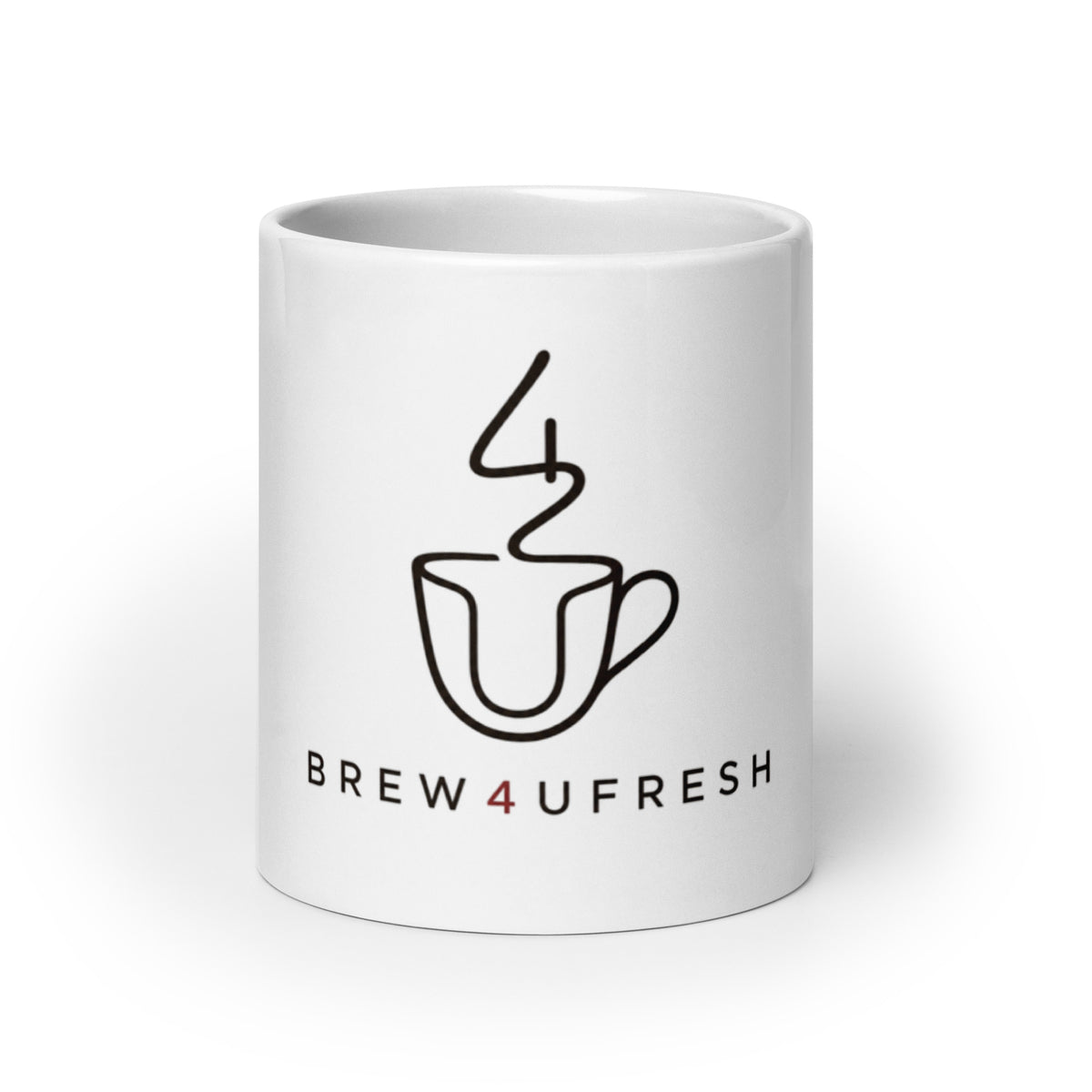 Black coffee bag labeled Brew4UFresh, featuring bold typography with Asian Plateau and Medium Roast on the front.